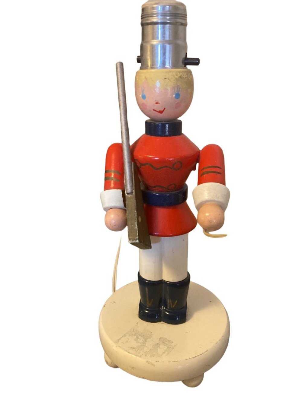Vintage Wooden Guard Nutcracker Soldier Table Lamp